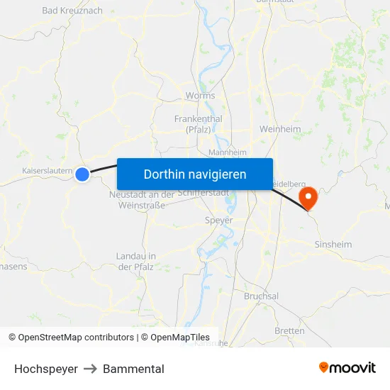 Hochspeyer to Bammental map