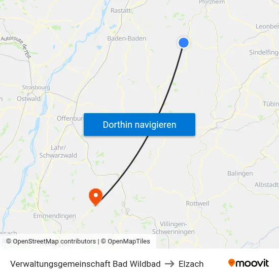 Verwaltungsgemeinschaft Bad Wildbad to Elzach map