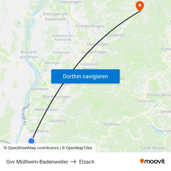 Gvv Müllheim-Badenweiler to Elzach map
