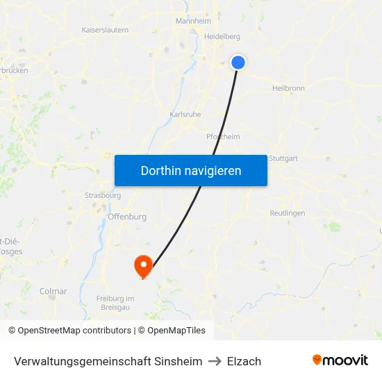 Verwaltungsgemeinschaft Sinsheim to Elzach map