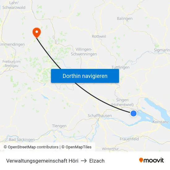 Verwaltungsgemeinschaft Höri to Elzach map