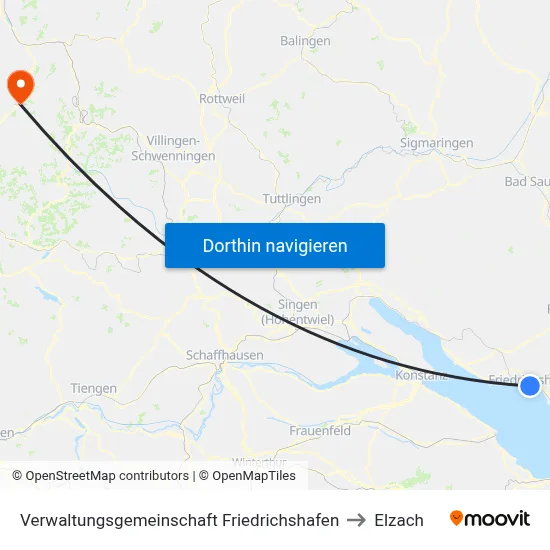 Verwaltungsgemeinschaft Friedrichshafen to Elzach map