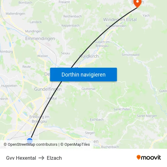 Gvv Hexental to Elzach map