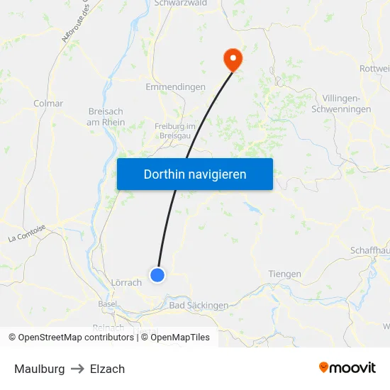 Maulburg to Elzach map