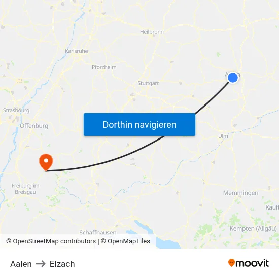 Aalen to Elzach map