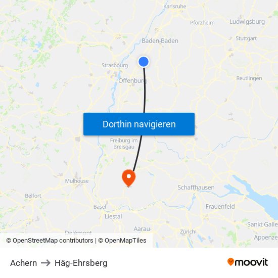 Achern to Häg-Ehrsberg map