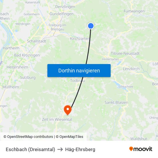 Eschbach (Dreisamtal) to Häg-Ehrsberg map