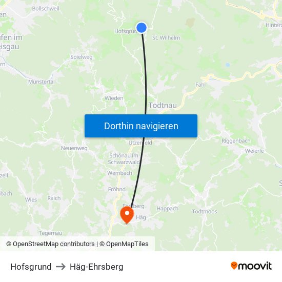 Hofsgrund to Häg-Ehrsberg map