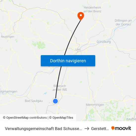 Verwaltungsgemeinschaft Bad Schussenried to Gerstetten map