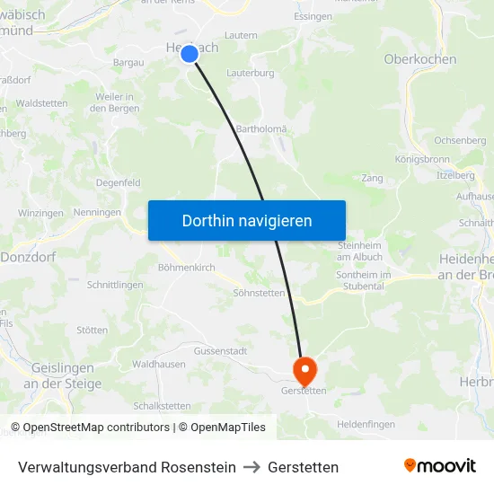 Verwaltungsverband Rosenstein to Gerstetten map
