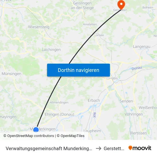 Verwaltungsgemeinschaft Munderkingen to Gerstetten map