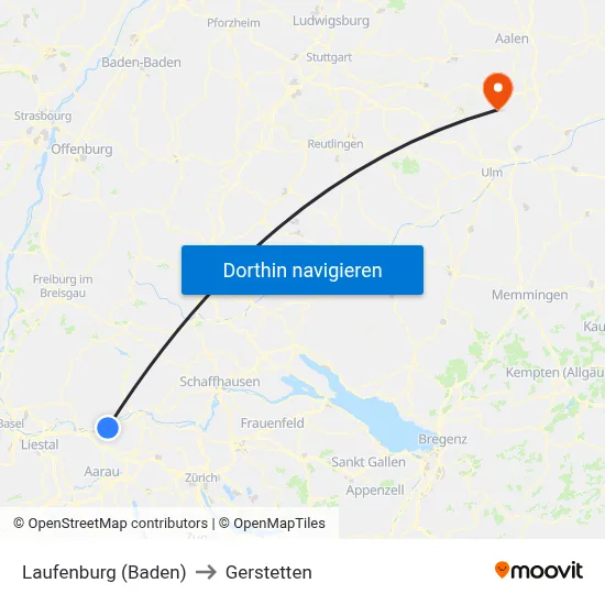 Laufenburg (Baden) to Gerstetten map