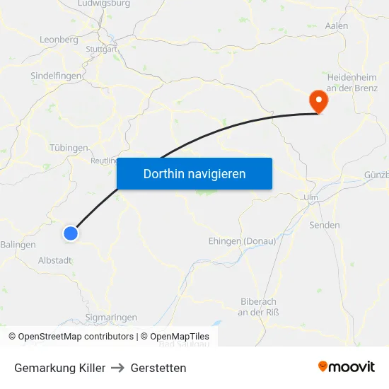 Gemarkung Killer to Gerstetten map