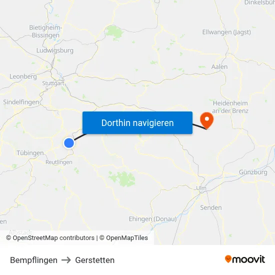 Bempflingen to Gerstetten map