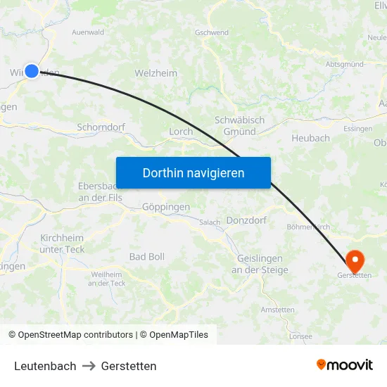 Leutenbach to Gerstetten map