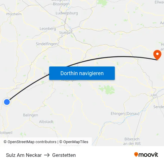 Sulz Am Neckar to Gerstetten map