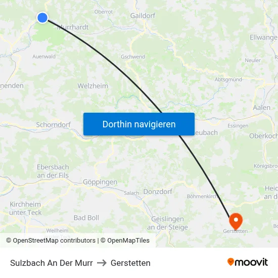 Sulzbach An Der Murr to Gerstetten map