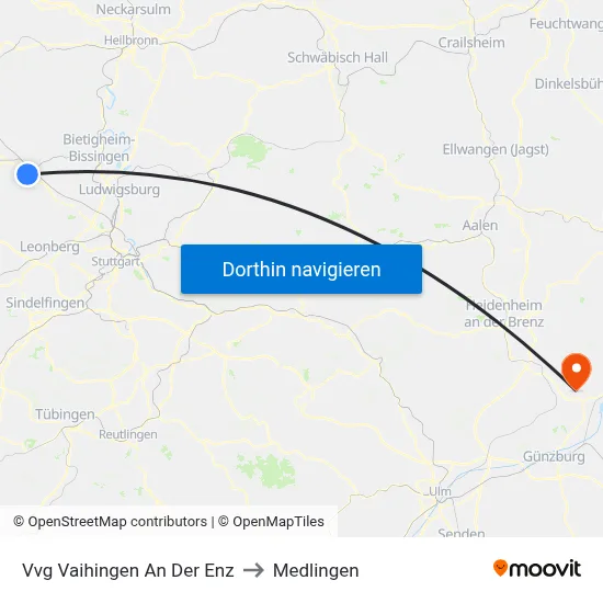Vvg Vaihingen An Der Enz to Medlingen map