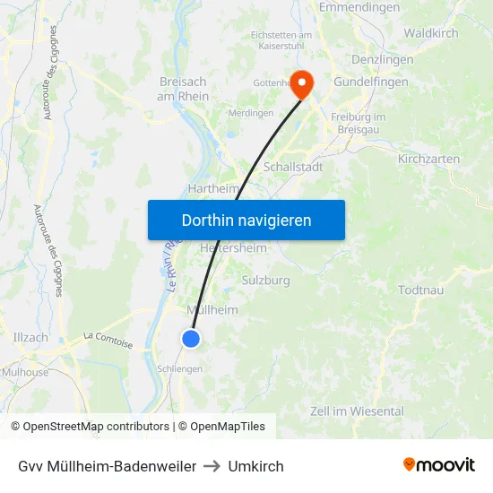 Gvv Müllheim-Badenweiler to Umkirch map