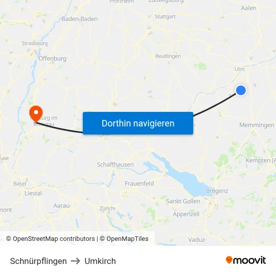 Schnürpflingen to Umkirch map