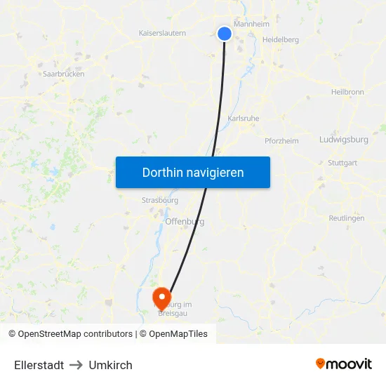 Ellerstadt to Umkirch map