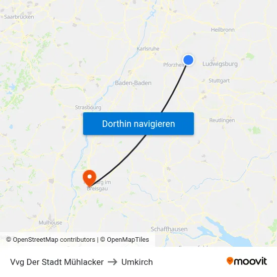 Vvg Der Stadt Mühlacker to Umkirch map