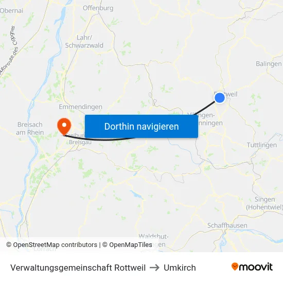 Verwaltungsgemeinschaft Rottweil to Umkirch map