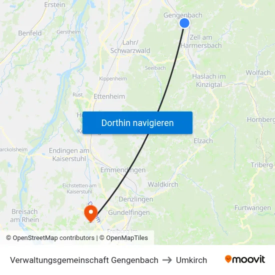 Verwaltungsgemeinschaft Gengenbach to Umkirch map