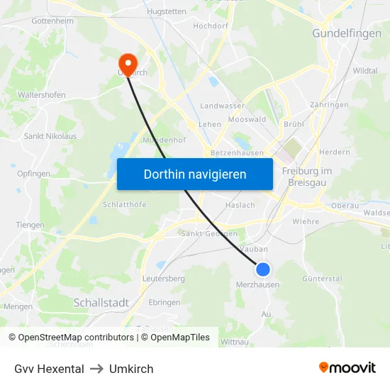 Gvv Hexental to Umkirch map