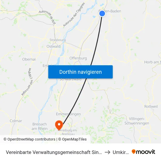 Vereinbarte Verwaltungsgemeinschaft Sinzheim to Umkirch map