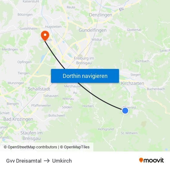 Gvv Dreisamtal to Umkirch map