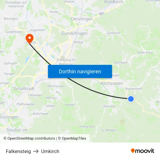 Falkensteig to Umkirch map