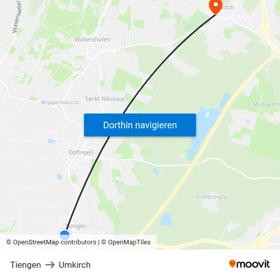 Tiengen to Umkirch map