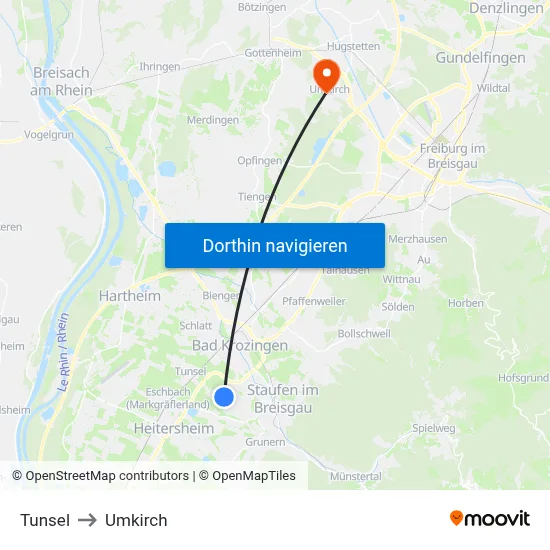 Tunsel to Umkirch map