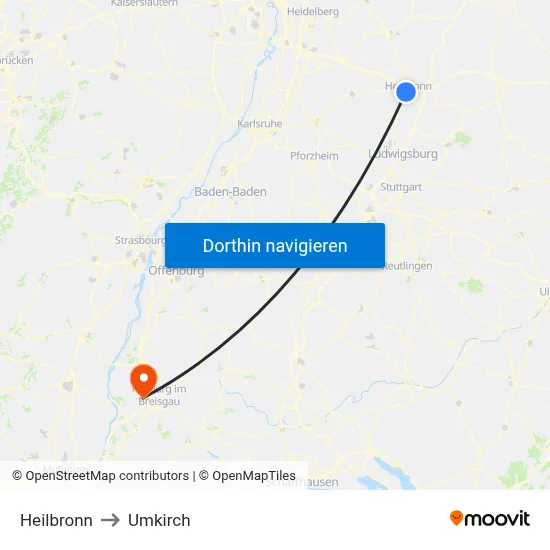 Heilbronn to Umkirch map