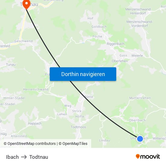 Ibach to Todtnau map