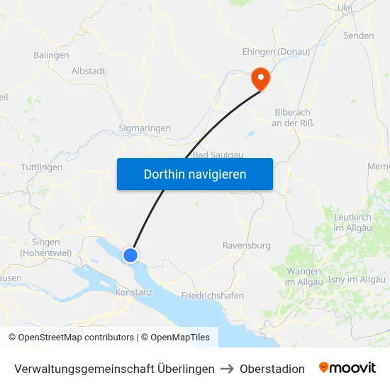 Verwaltungsgemeinschaft Überlingen to Oberstadion map