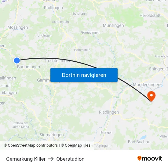 Gemarkung Killer to Oberstadion map