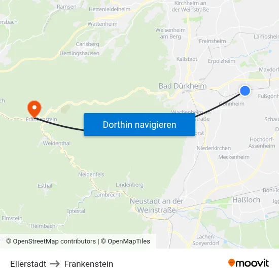 Ellerstadt to Frankenstein map
