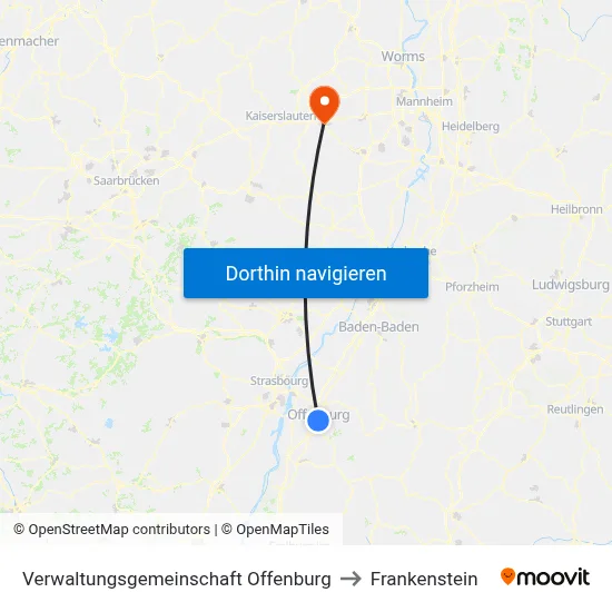 Verwaltungsgemeinschaft Offenburg to Frankenstein map