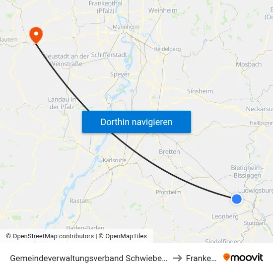 Gemeindeverwaltungsverband Schwieberdingen-Hemmingen to Frankenstein map
