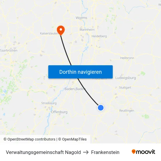 Verwaltungsgemeinschaft Nagold to Frankenstein map