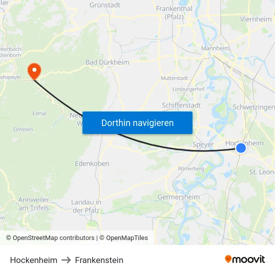 Hockenheim to Frankenstein map