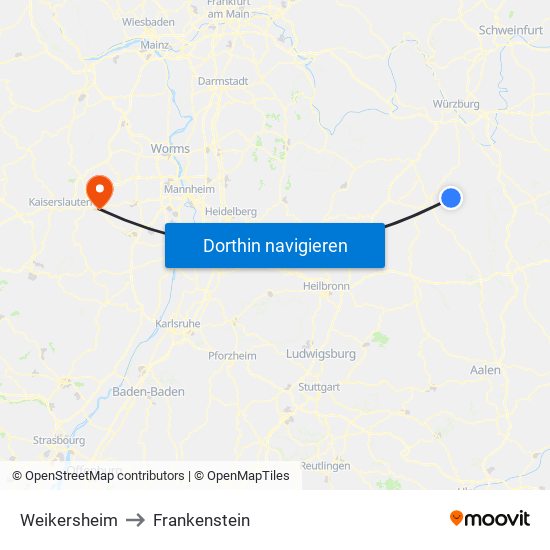 Weikersheim to Frankenstein map