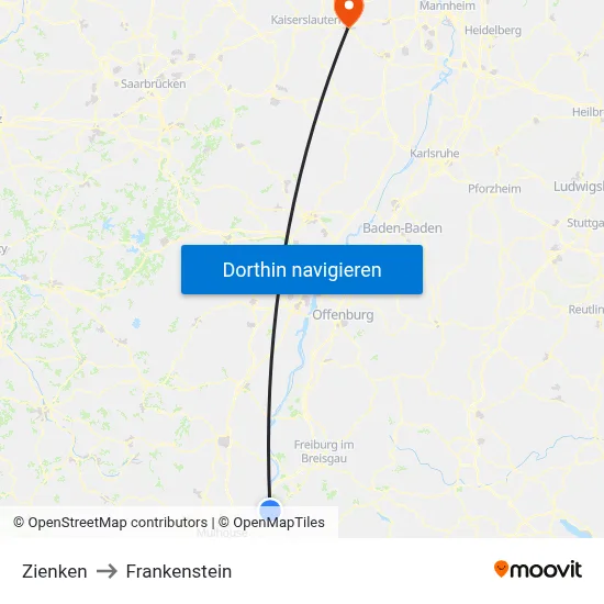 Zienken to Frankenstein map