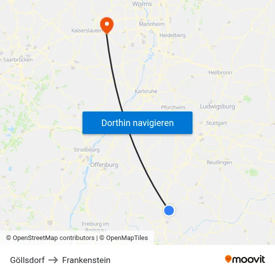 Göllsdorf to Frankenstein map