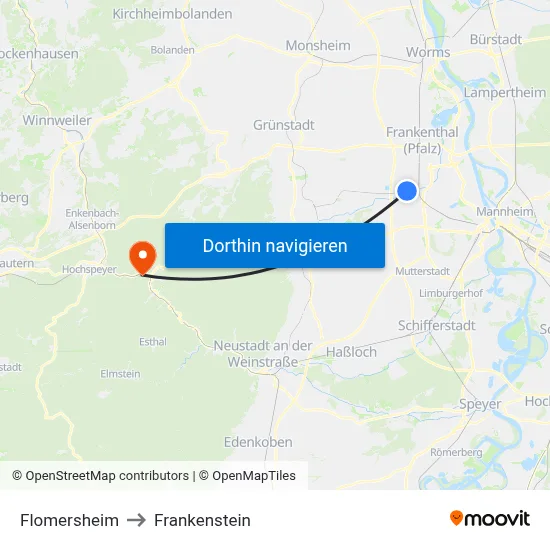 Flomersheim to Frankenstein map