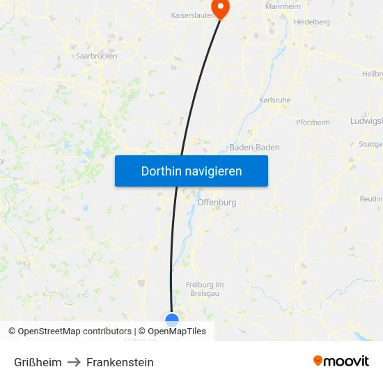 Grißheim to Frankenstein map
