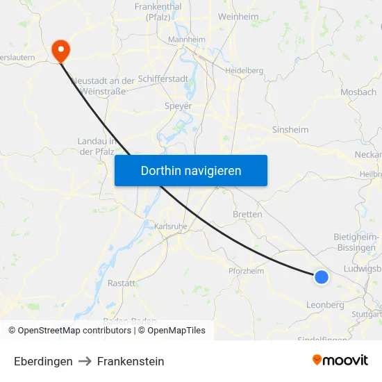 Eberdingen to Frankenstein map