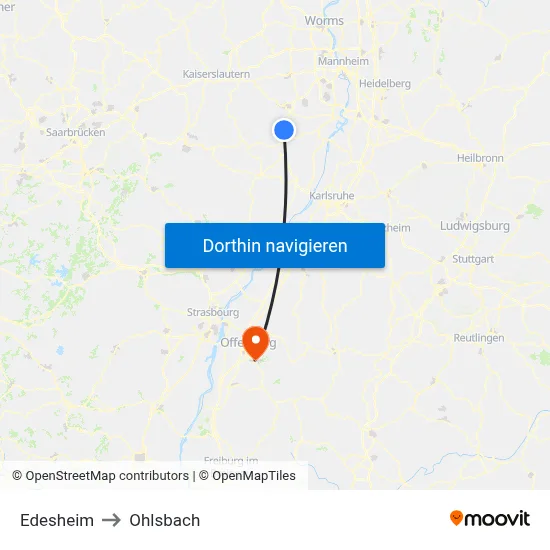 Edesheim to Ohlsbach map